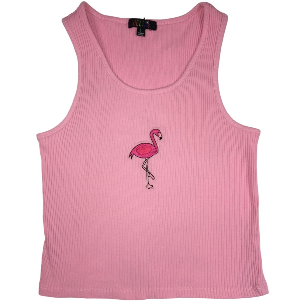 Delia’s Pink Flamingo Ribbed Crop Tank Top